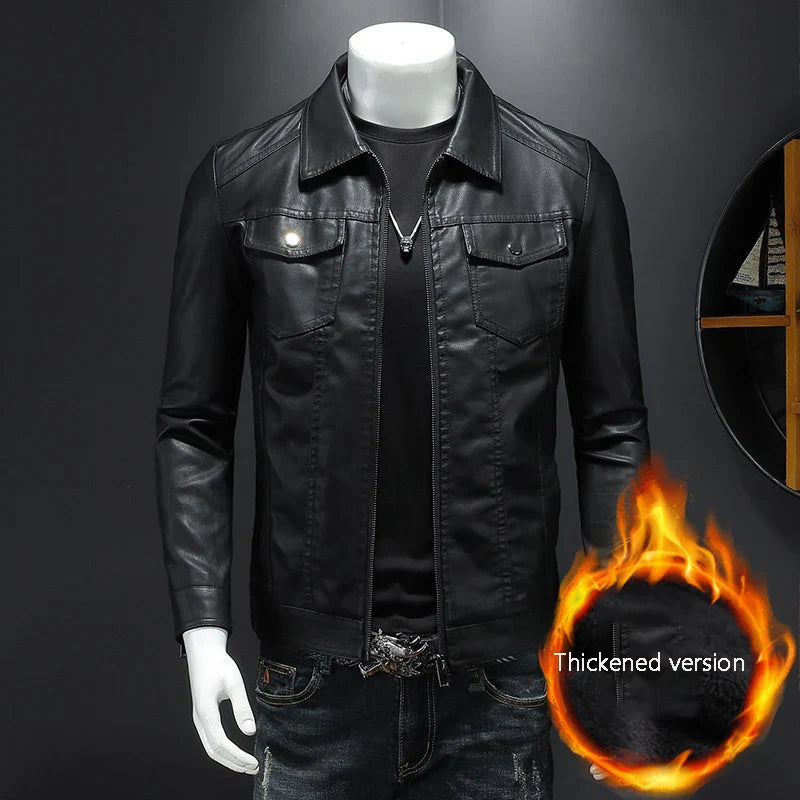 Men's Classic Synthetic Leather Jacket