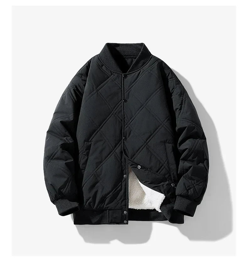 Men's Fleece Lined Cotton Jacket Winter Warm Quilted Padded
