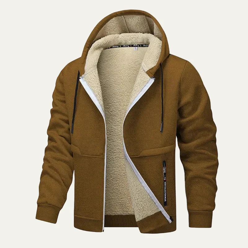 Warm Fleece Lined Men's Zip Up Hoodie