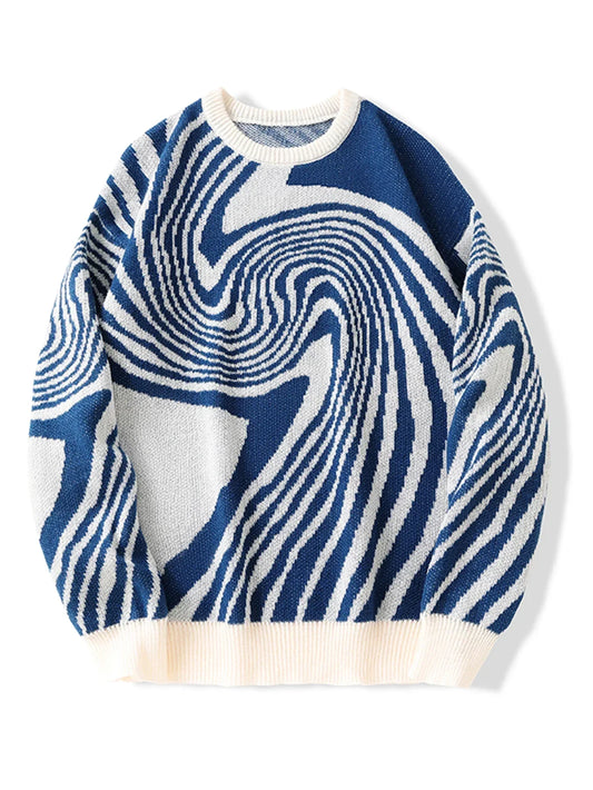 Abstract Wool Pullover Sweater - OutfitLondon
