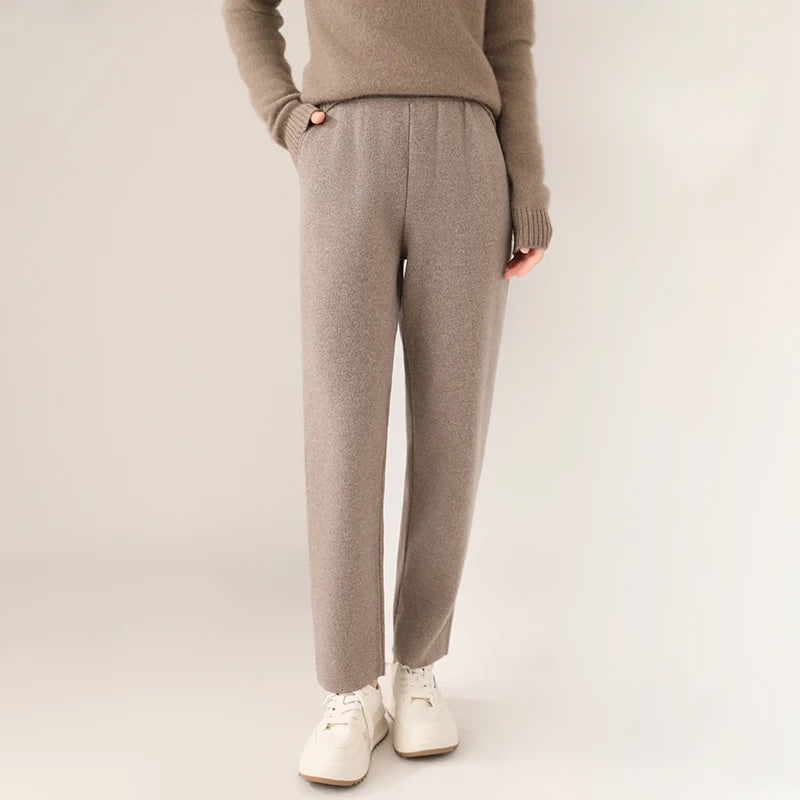 Comfortable Straight Leg Elastic Waist Pants - OutfitLondon
