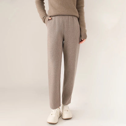 Comfortable Straight Leg Elastic Waist Pants - OutfitLondon