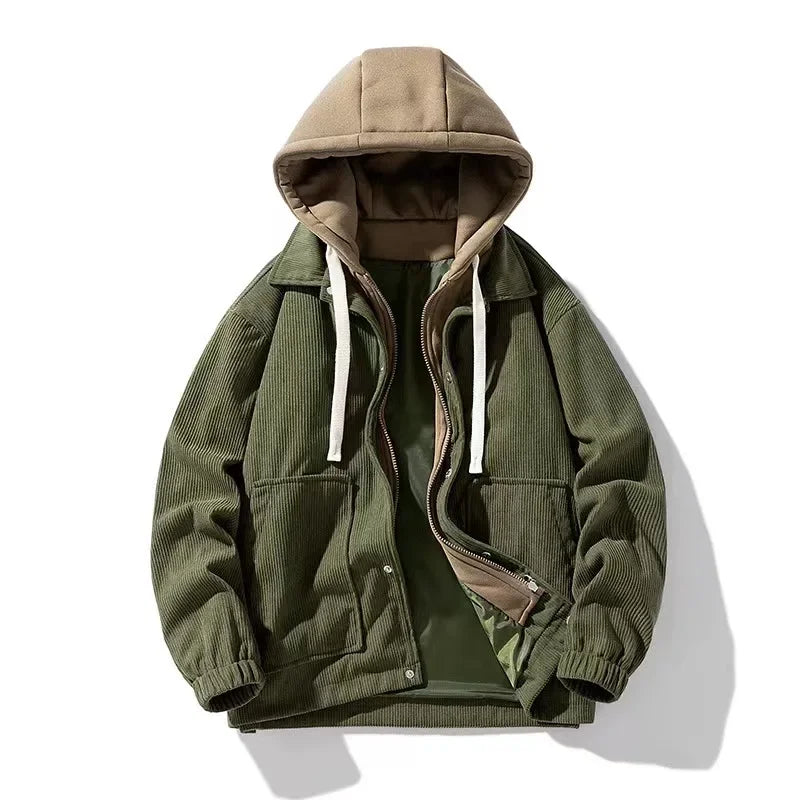 Soft Oversized Corduroy Hoodie Coat