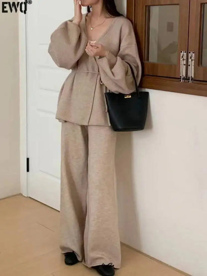 Soft Warm Knit Pants Suit Set - OutfitLondon