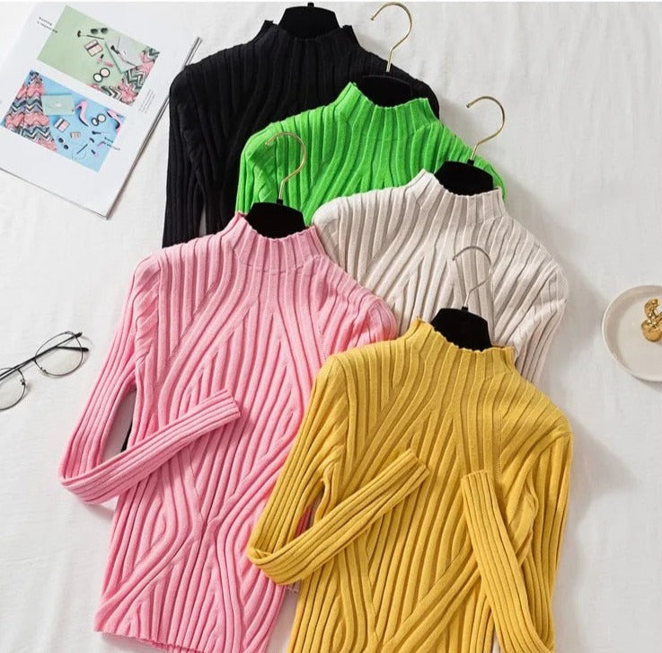 Women's Soft Roll Neck Long Sleeve Sweater