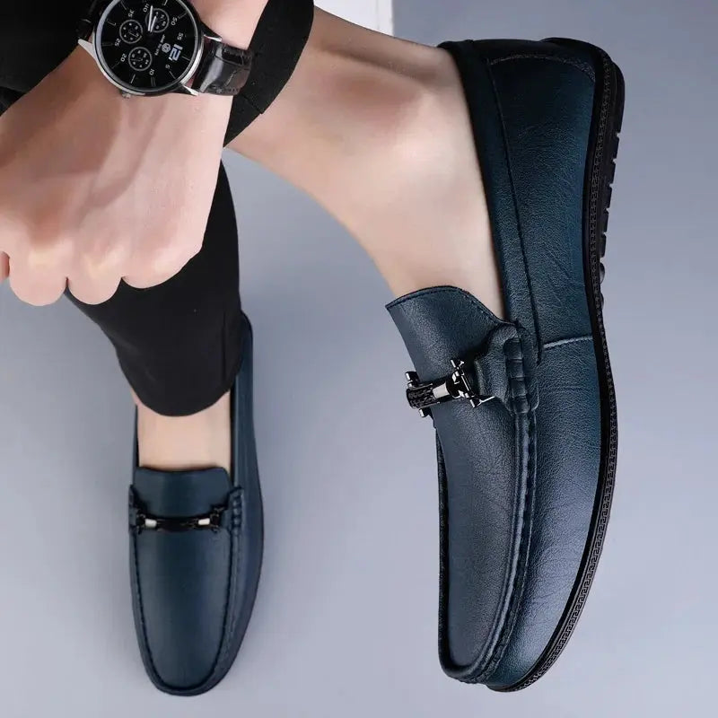 Elegant Leather Slip On Loafers