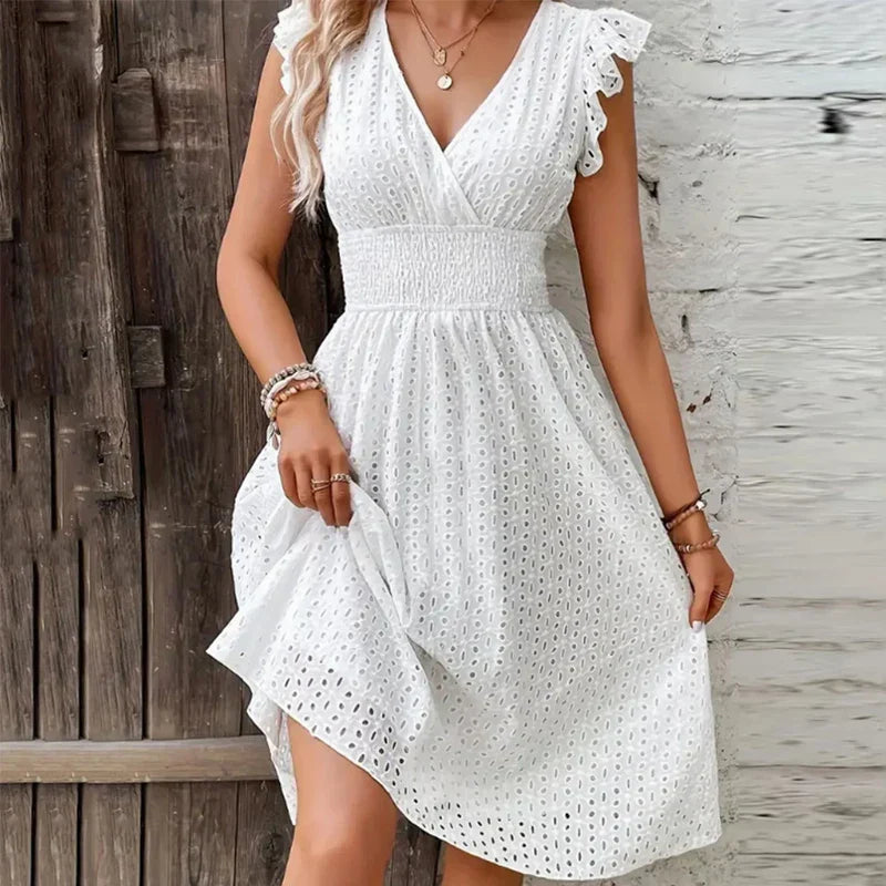 Beautiful Floral Deep V Neck Sundress - OutfitLondon