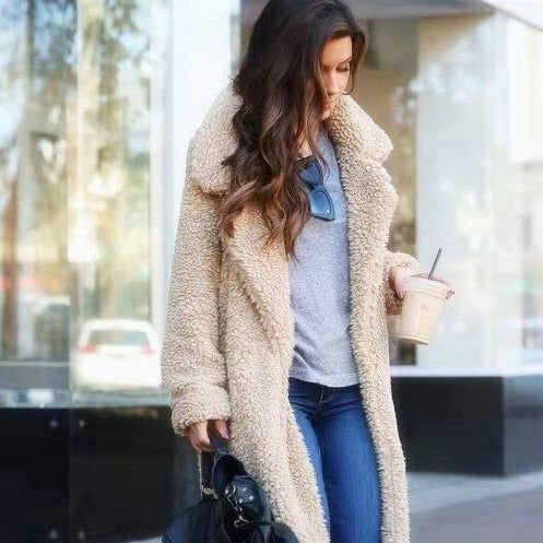 Cozy Women's Fleece Teddy Jacket, Long Length - OutfitLondon