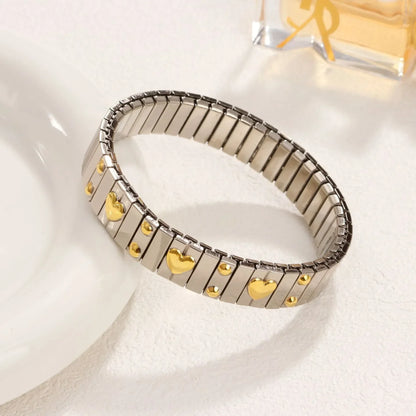 Pink Gold Plated Heart Stretch Bracelet