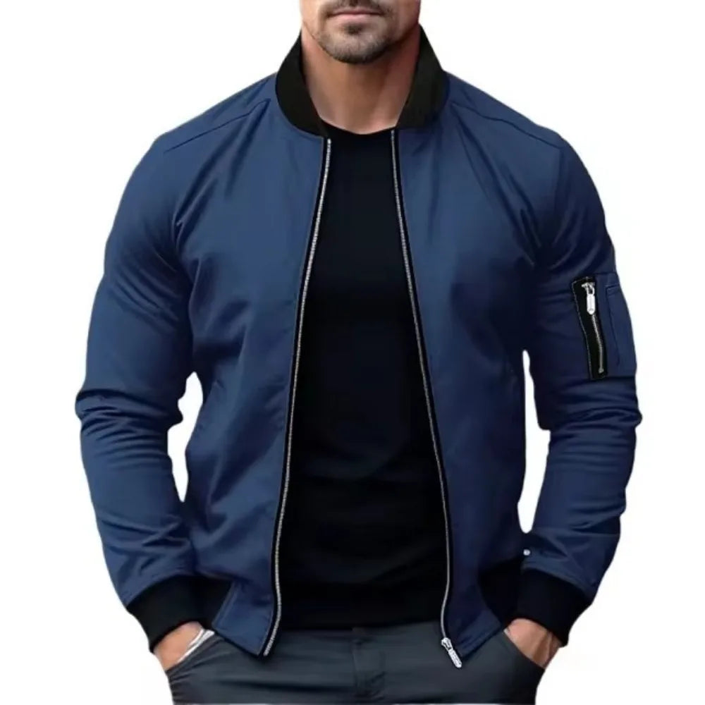 Maverick Men's Bomber Jacket Windproof Durable Zipper Black