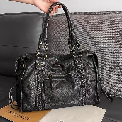 Elegant Women's Leather Tote Handbag - OutfitLondon