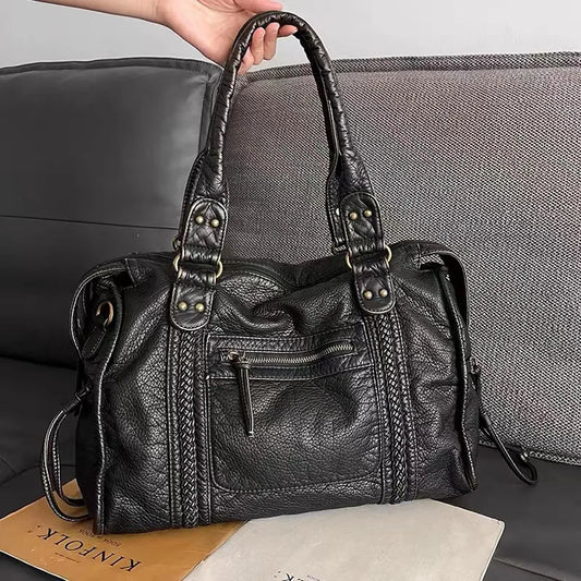 Elegant Women's Leather Tote Handbag - OutfitLondon