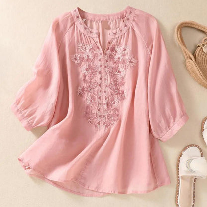 Delicate Floral Loose Fit Summer Blouse
