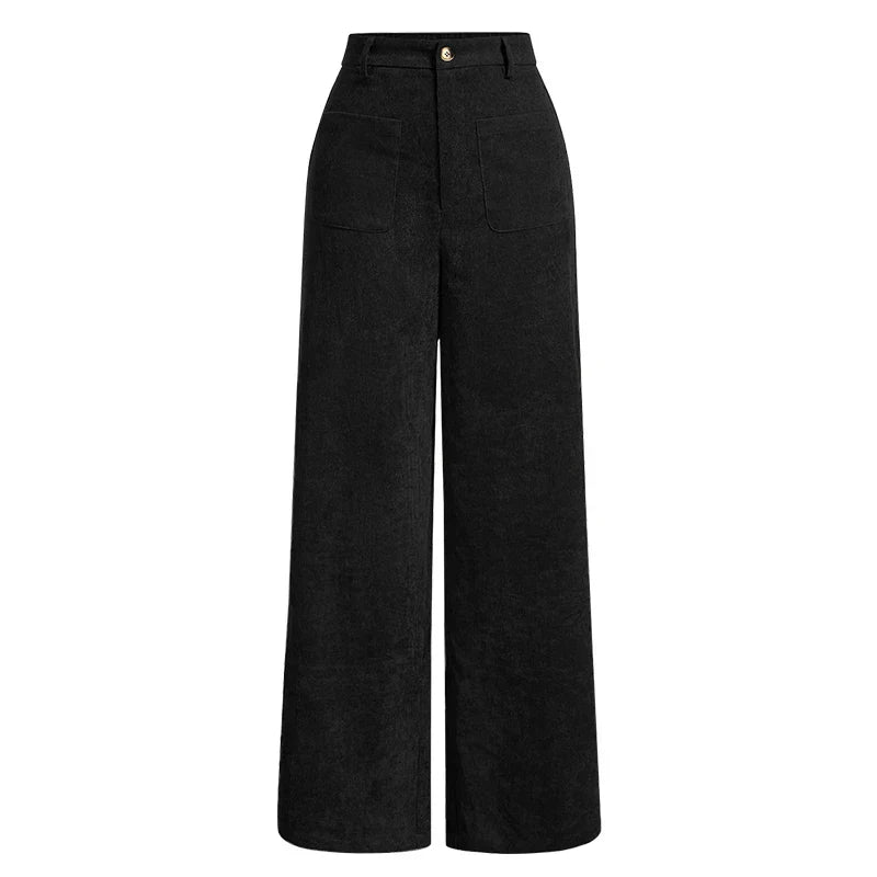 Comfortable High Waist Loose Fit Women's Pants with Pockets