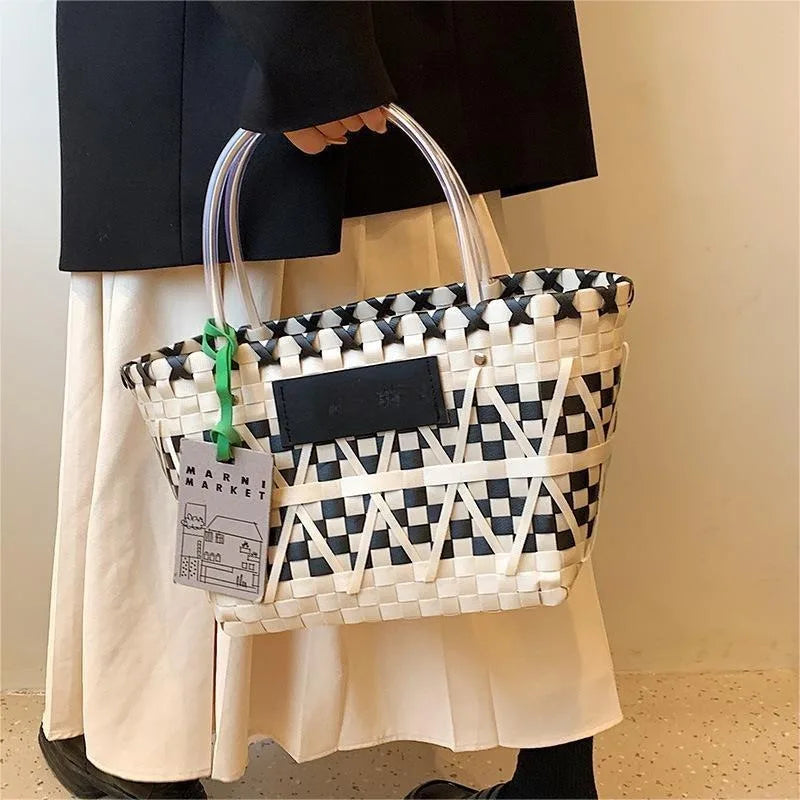 Large Earthy Woven Beach Bag - OutfitLondon