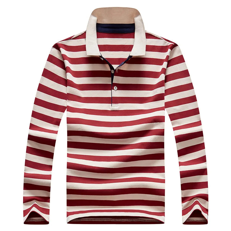 Traditional Casual Horizontal Stripe Polo Shirt