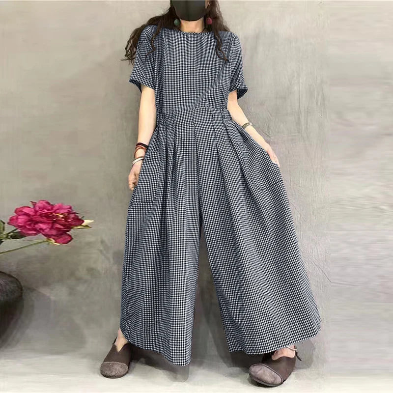 Comfy Plaid Oversized Jumpsuit