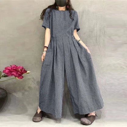 Comfy Plaid Oversized Jumpsuit