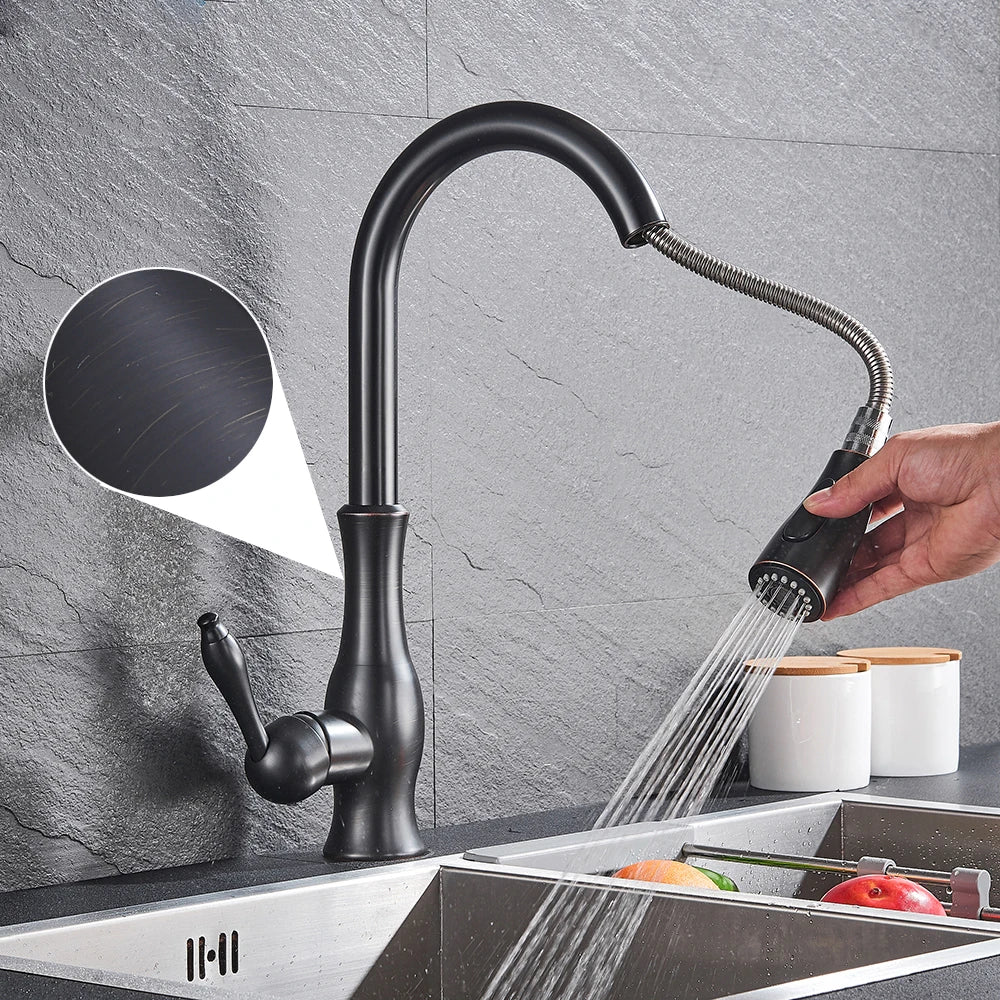 Luxury Brass Kitchen Faucet With Pull Down Sprayer
