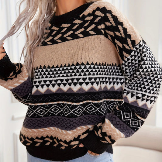 Vintage Knit Colorblock Sweater - OutfitLondon