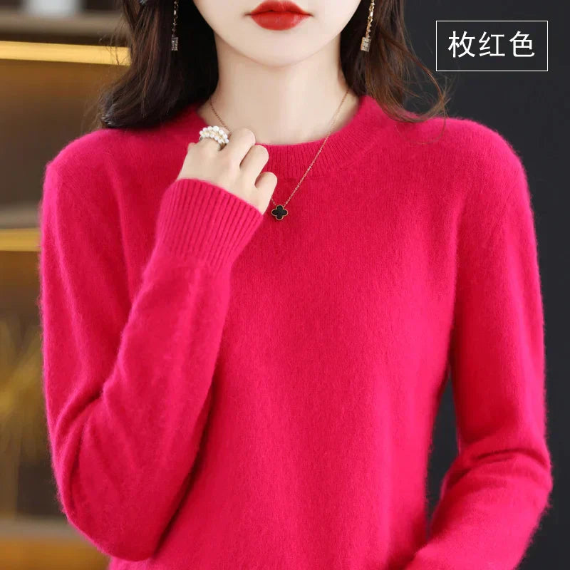 Cozy Ladies Classic Crew Neck Cashmere Sweater