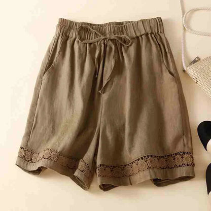 Casual Fit Embroidered Drawstring Shorts