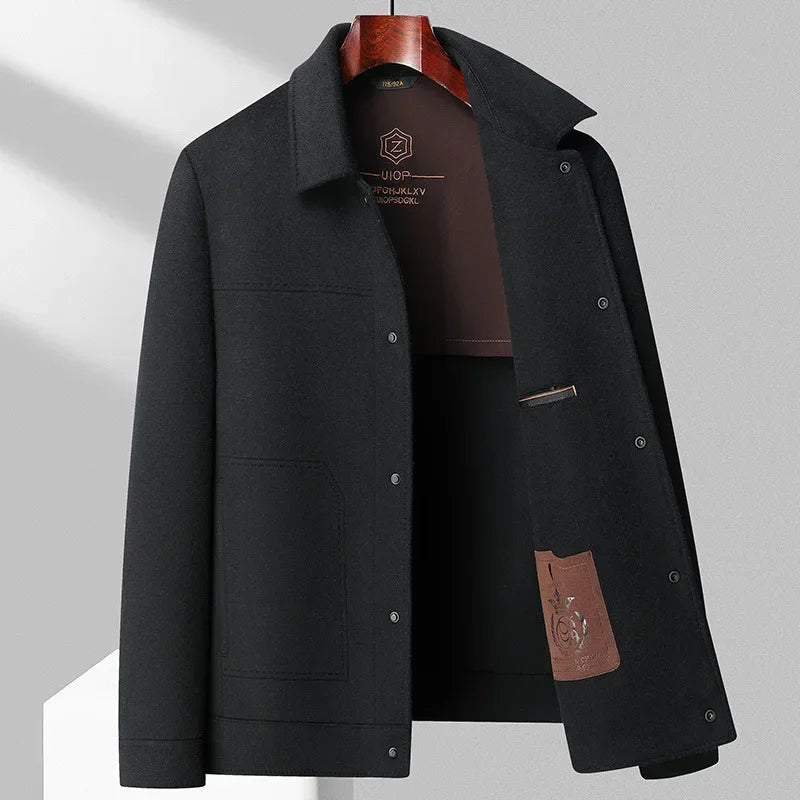 Men's Refined Wool Jacket Double-Sided Blend Structured Shoulders