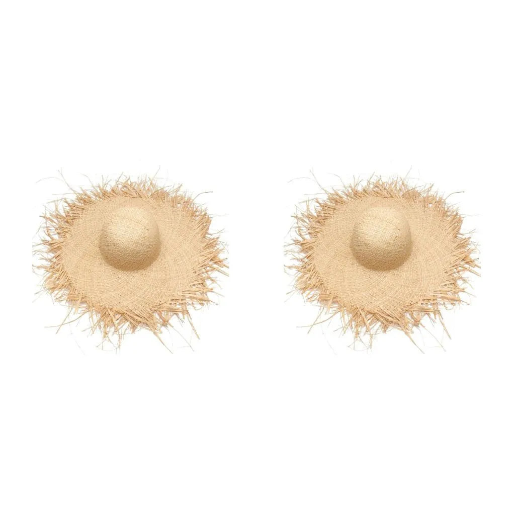 Wide Brimmed Natural Straw Beach Hat