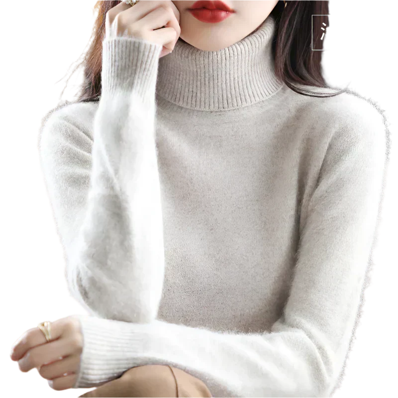 Luxurious Pure Cashmere Lady Turtleneck Jumper