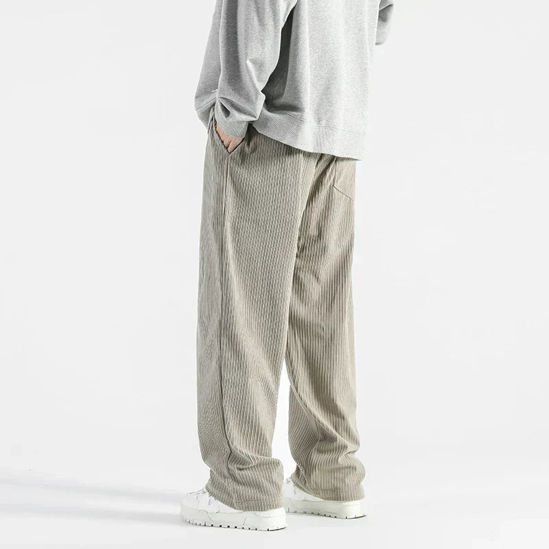 London Metro Men's Corduroy Pants Elastic Waist Relaxed Fit