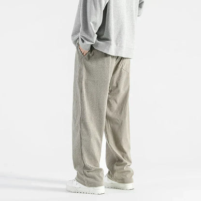 London Metro Men's Corduroy Pants Elastic Waist Relaxed Fit