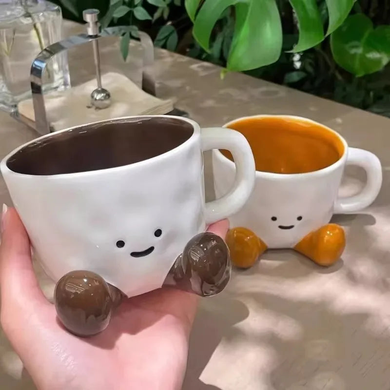 Ceramic Mug Glazed Hand Painted Playful Design - OutfitLondon