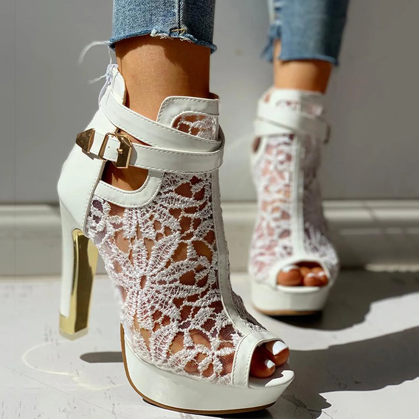 Elegant Floral High Heels - OutfitLondon