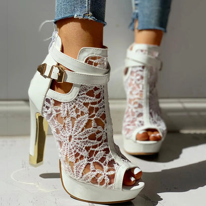 Elegant Floral High Heels - OutfitLondon