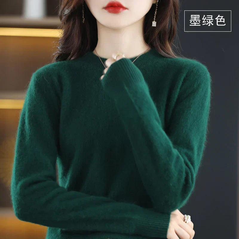 Cozy Ladies Classic Crew Neck Cashmere Sweater