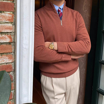 Pullover Mid-Zip Knit Sweater