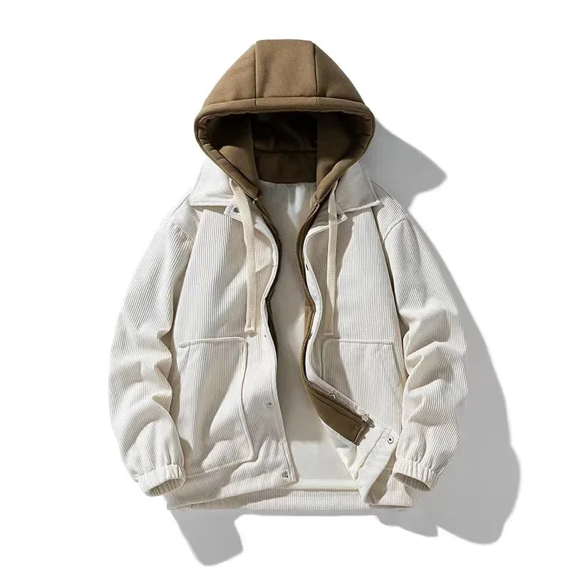 Soft Oversized Corduroy Hoodie Coat