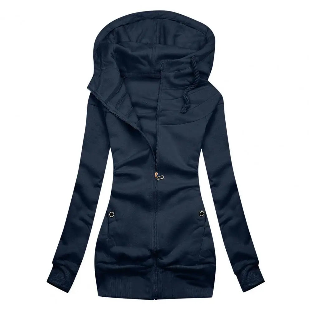 Warm Women's Fleece Zipper Hooded Jacket