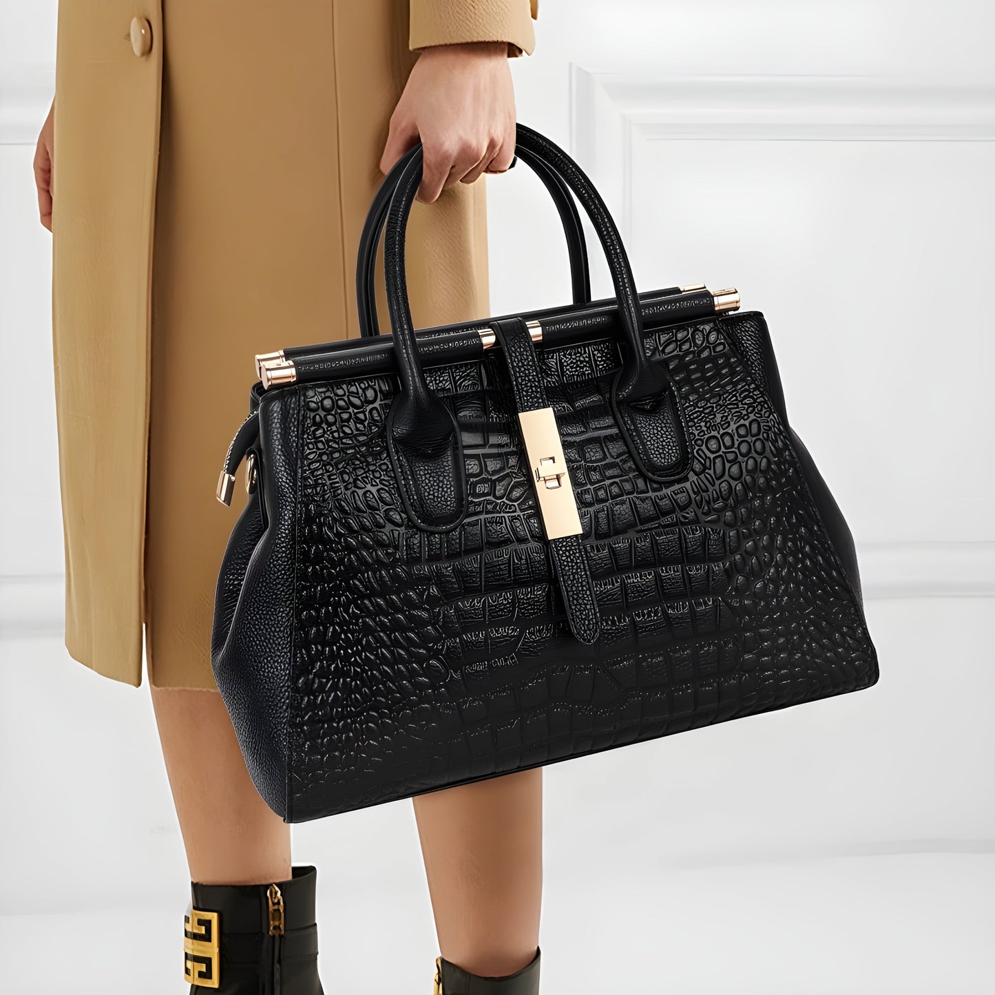 Stylish Crocodile Pattern Tote Bag