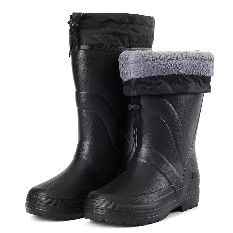 Warm Insulated Rain Boots with Fleece - OutfitLondon