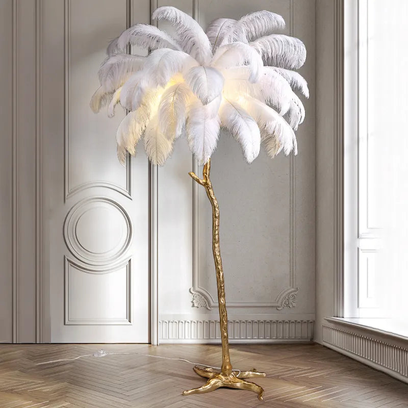 Elegant Metal Feather Standing Lamp