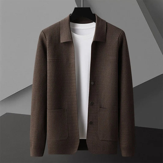 Men's Classic Cardigan Lightweight Knit Deep Pockets - OutfitLondon