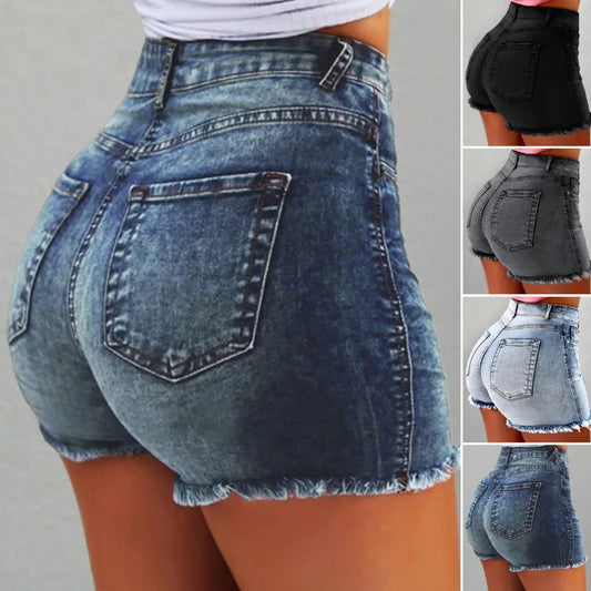 Ripped High Waisted Ladies Denim Shorts - OutfitLondon