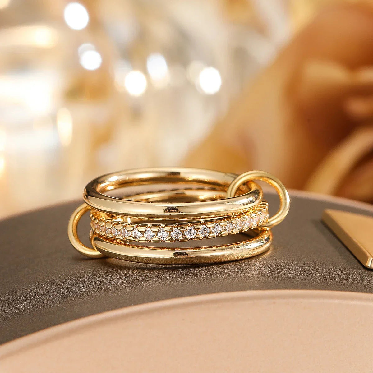 Classic Two Tone Copper Ring Set