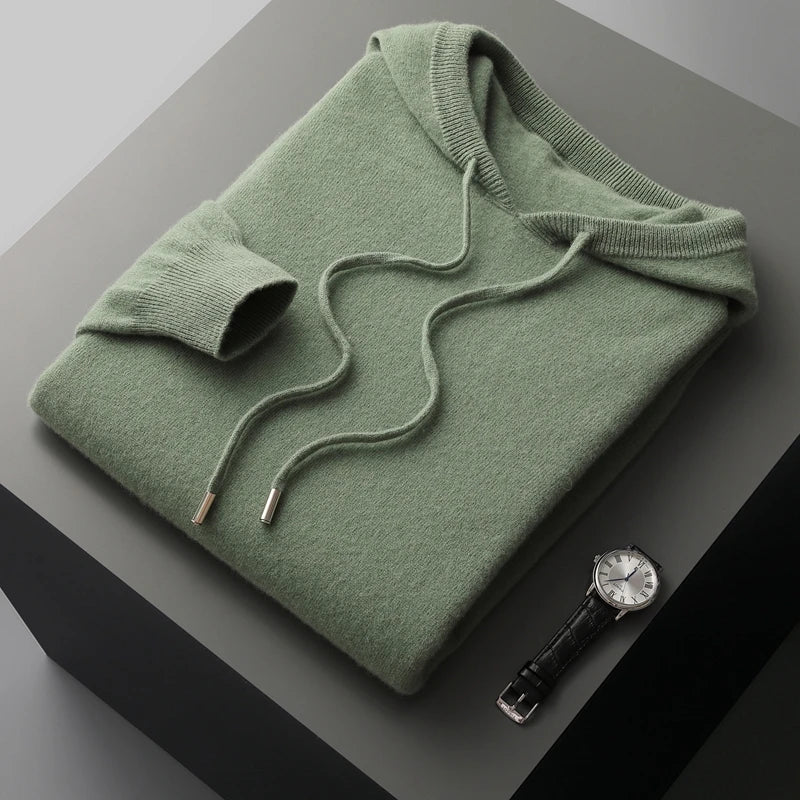 Men's Merino Wool Hoodie Lightweight Warm Beige
