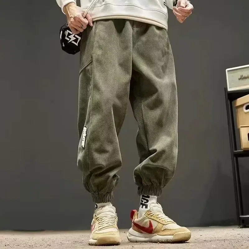 Men's Corduroy Joggers Tailored Fit Elastic Cuffs