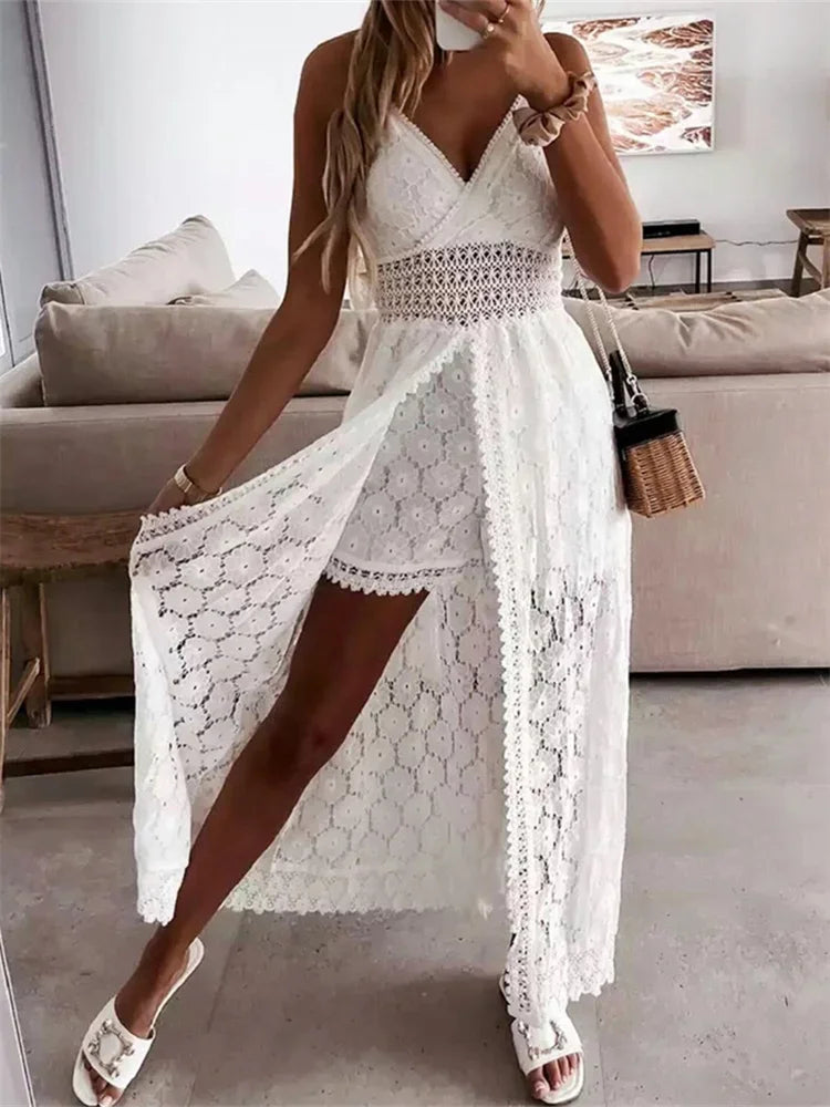 Elegant Scoop Neck Mid Length Jumpsuit Dress - OutfitLondon