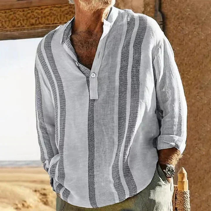 Classic Linen Shirt for Men, Casual Collar