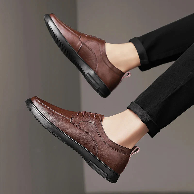 Brown Real Leather Oxford Shoes