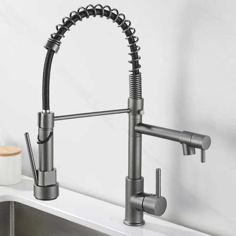 Elegant 2 Handle Kitchen Faucet In Black And Gold